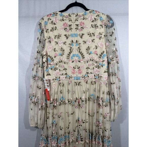 NEW Mac Duggal [‎ 10 ] 35111 Floral Embroidered Blouson Sleeve Gown Ivory Long - Picture 14 of 16